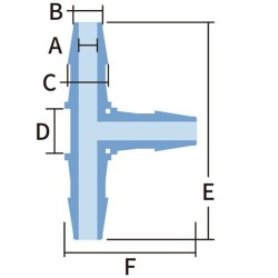 Conector em T para tubo com anti-deslize, de Ø1.82 a Ø12.7