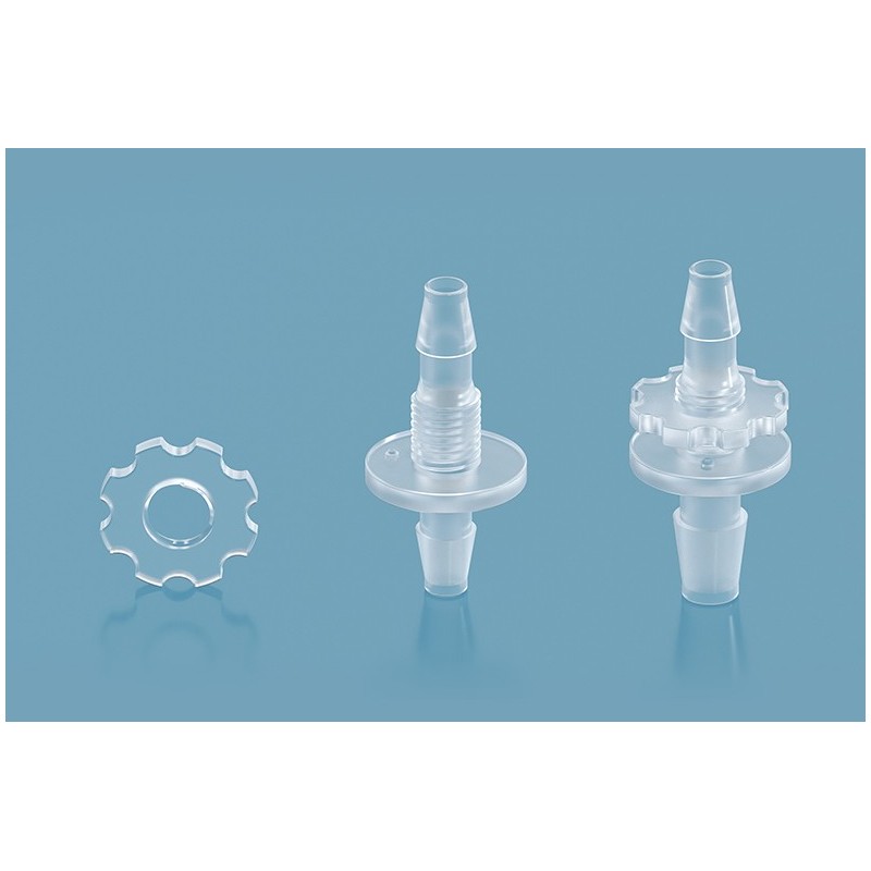 Barbed Bulkhead Union for pipe with anti-slip feature, from Ø1.6 to Ø8.7