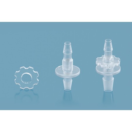 Barbed Bulkhead Union for pipe with anti-slip feature, from Ø1.6 to Ø8.7